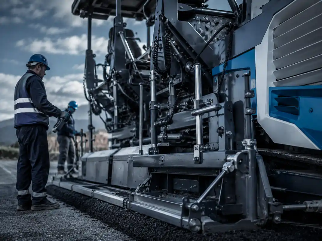 Detalhe técnico de equipamento pesado em operação